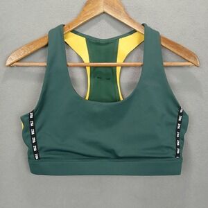 ZYIA Athletic Workout Sports Bra Womens L Green Racerback Scoop Neck Running